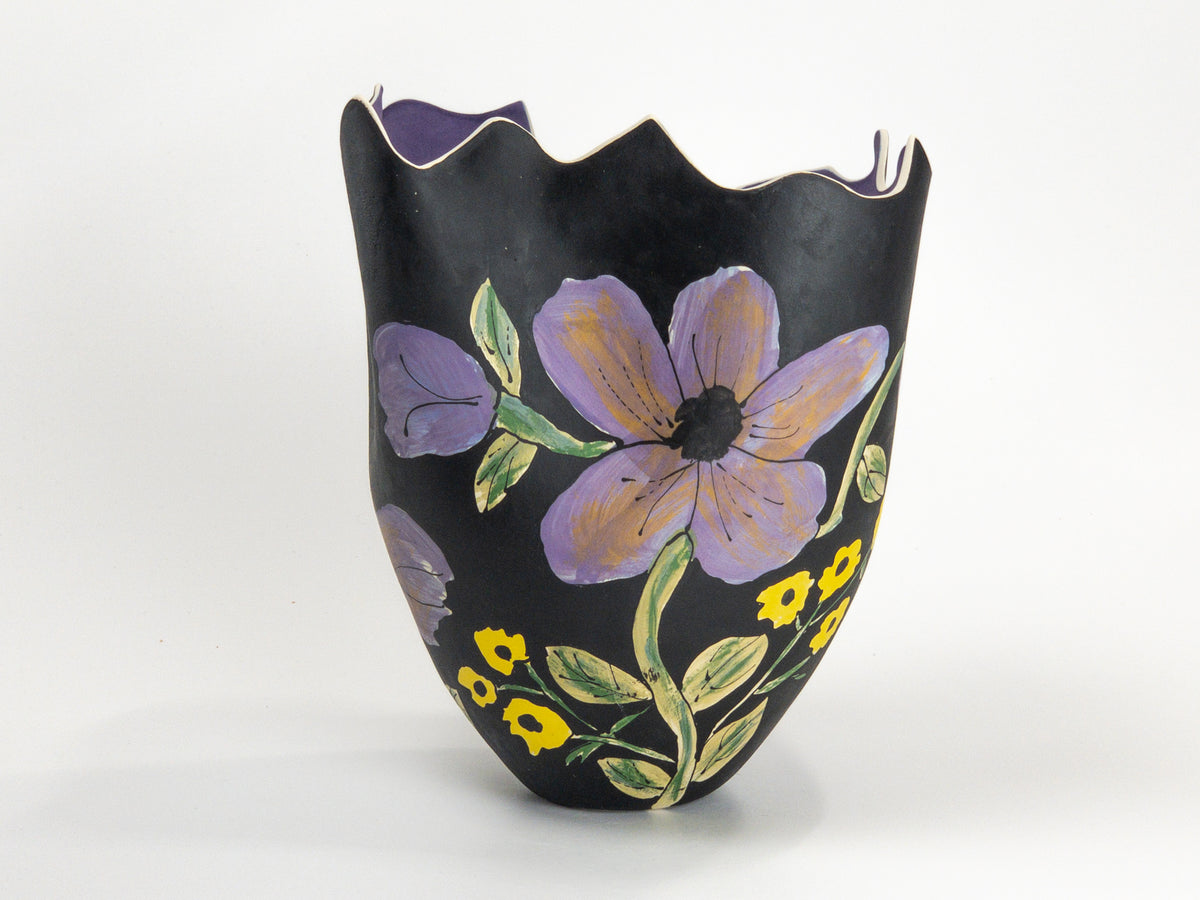 Passage to Purple II — JeanElton TallVase in Black & Violet, side view