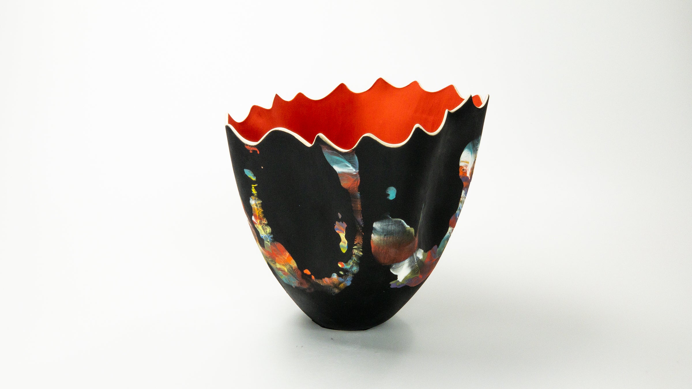 Flaming Vortex — JeanElton TallVase in Multi-Color/Red, front view