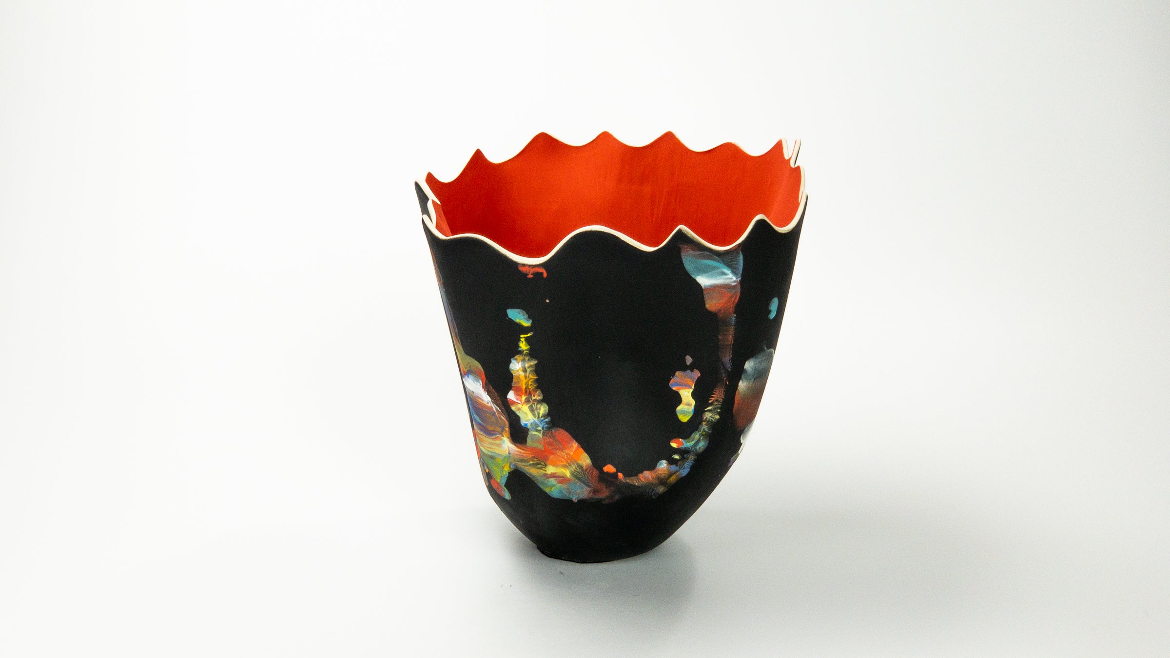 Flaming Vortex — JeanElton TallVase in Multi-Color/Red, three-quarter view