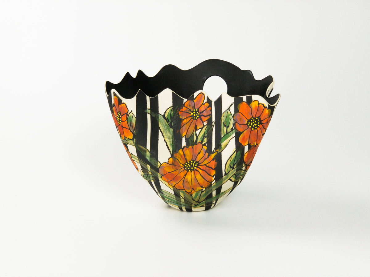 Secret Garden — JeanElton TallVase in Multi-Color/Black, front view