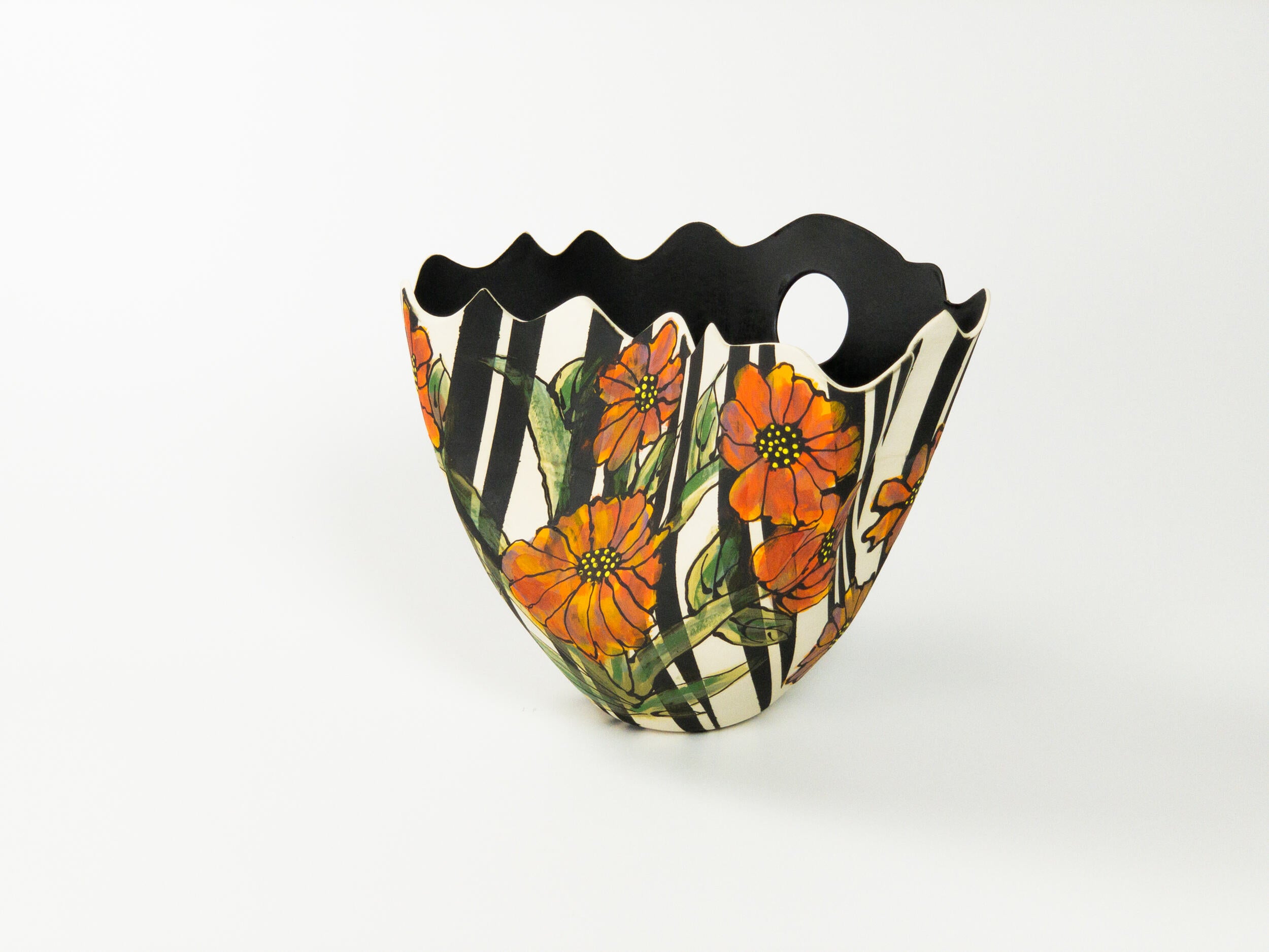 Secret Garden — JeanElton TallVase in Multi-Color/Black, three-quarter view