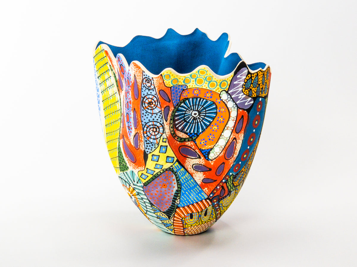 Fireworks II — JeanElton TallVase in Multi-Color/Blue, front view