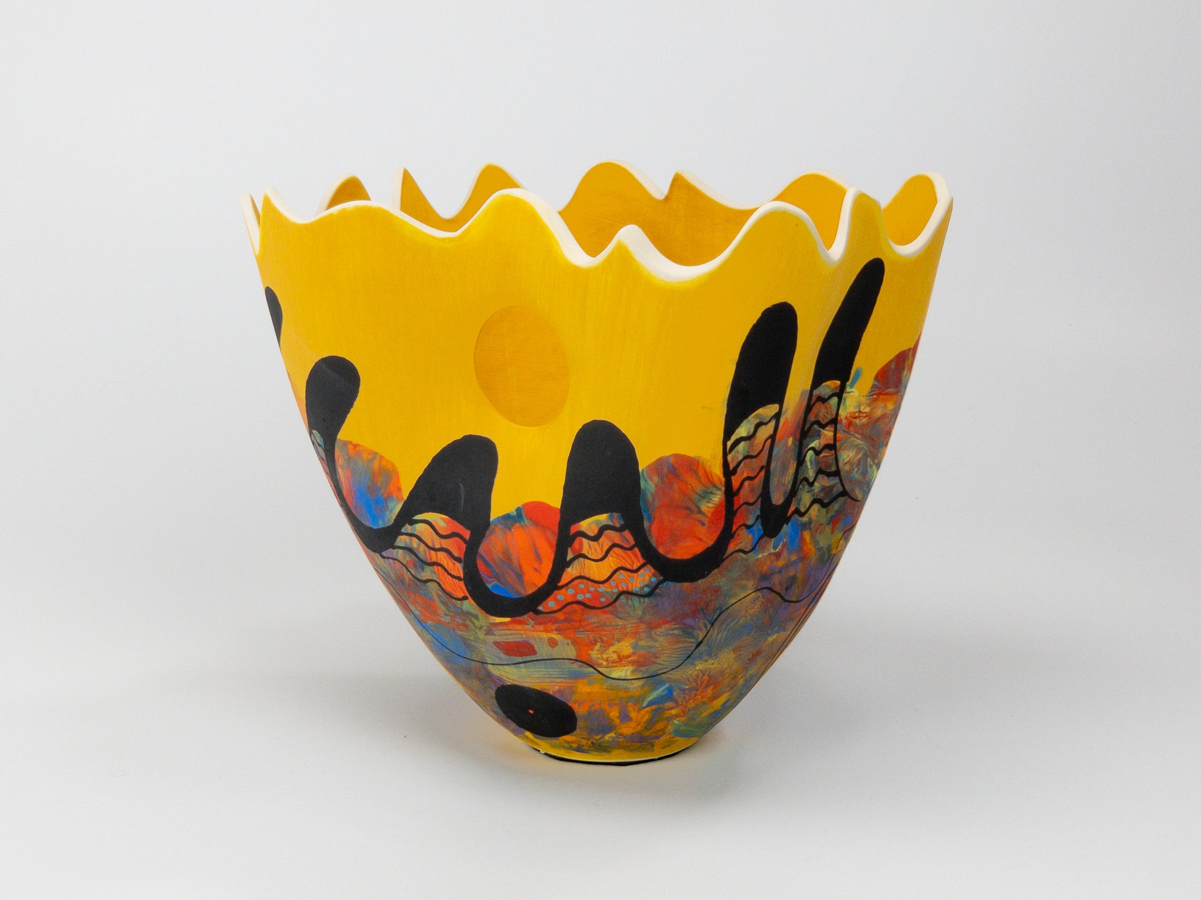 Sunny Shores IV — JeanElton TallVase in Multi-Color/Yellow, front view