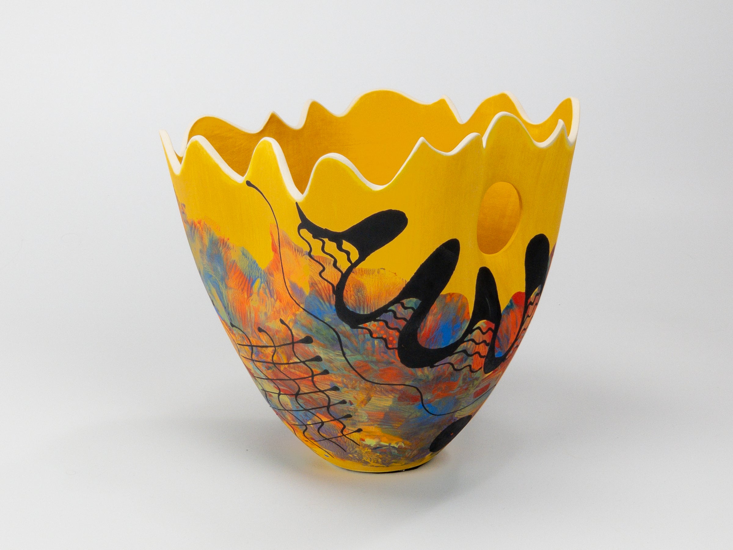 Sunny Shores IV — JeanElton TallVase in Multi-Color/Yellow, three-quarter view