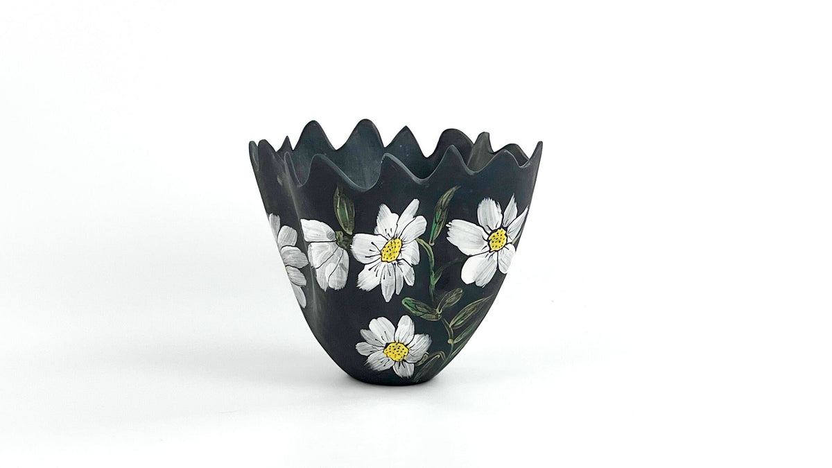 Moonlit Bloom — JeanElton TallVase in Multi-Color/Black, front view