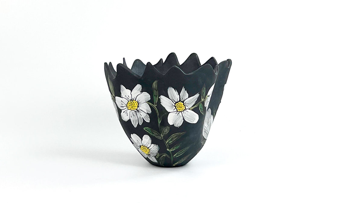 Moonlit Bloom — JeanElton TallVase in Multi-Color/Black, three-quarter view