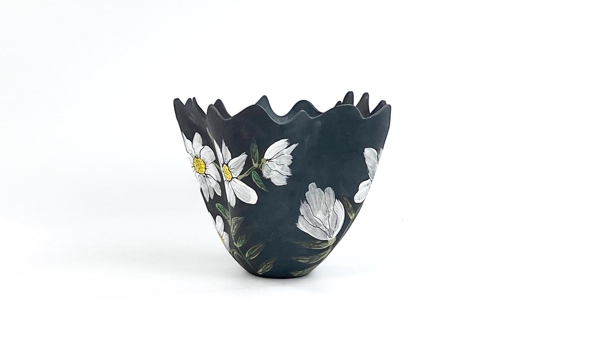Moonlit Bloom — JeanElton TallVase in Multi-Color/Black, side view