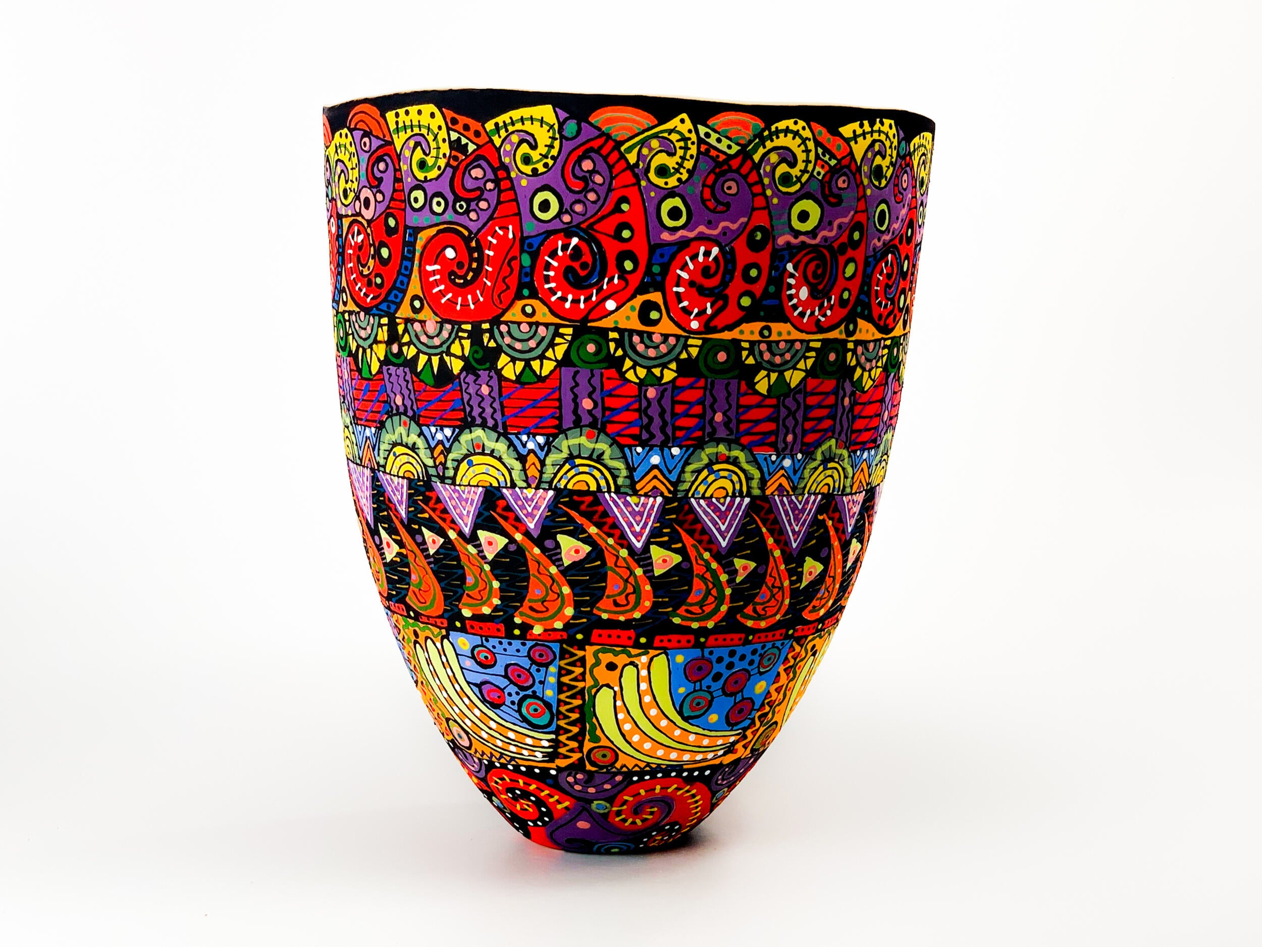 Paisley Carousel — JeanElton TallVase in Multi-Color/Black, side view