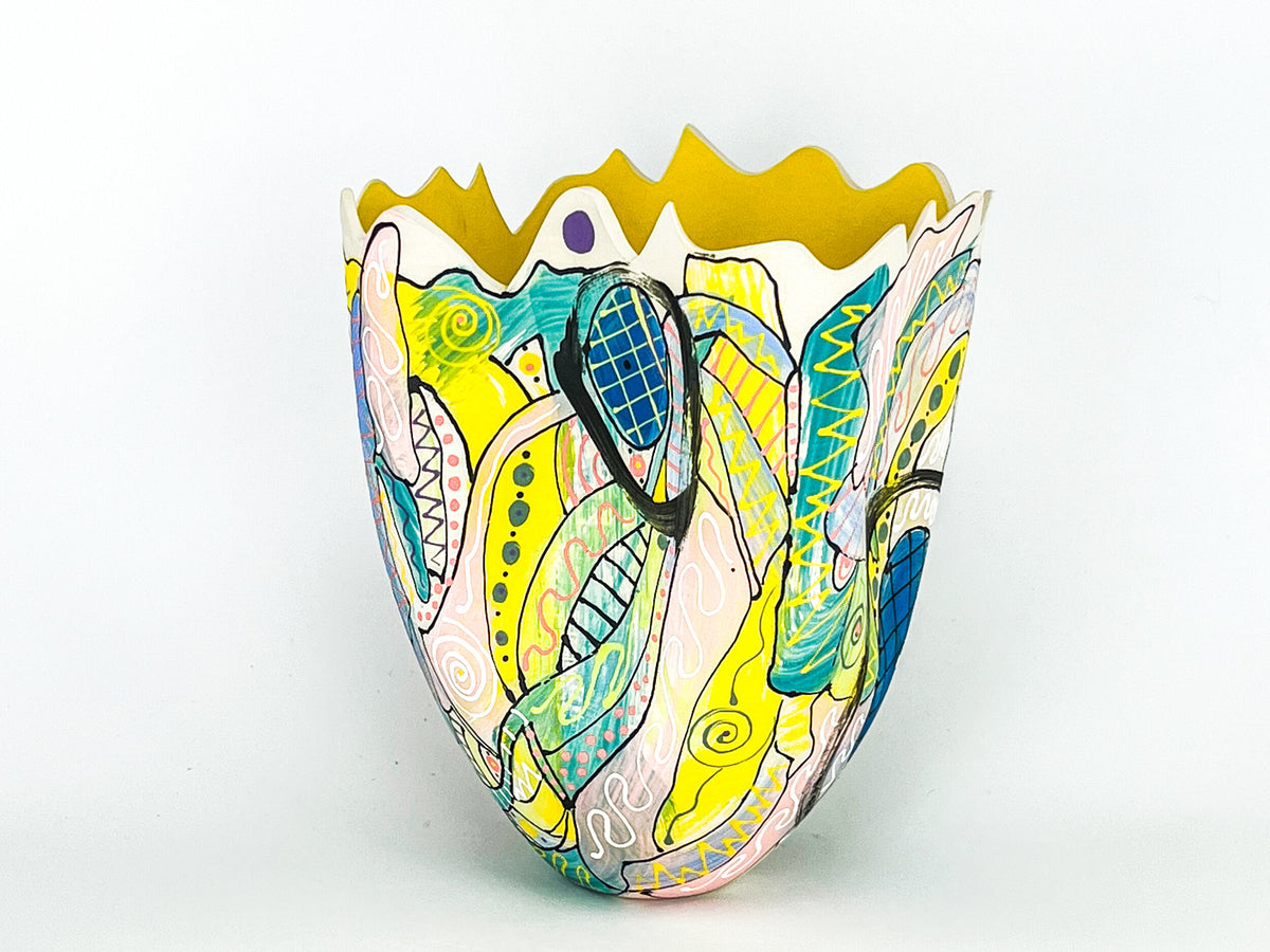 Sunburst Canopy I — JeanElton TallVase in Multi-Color/Yellow, front view