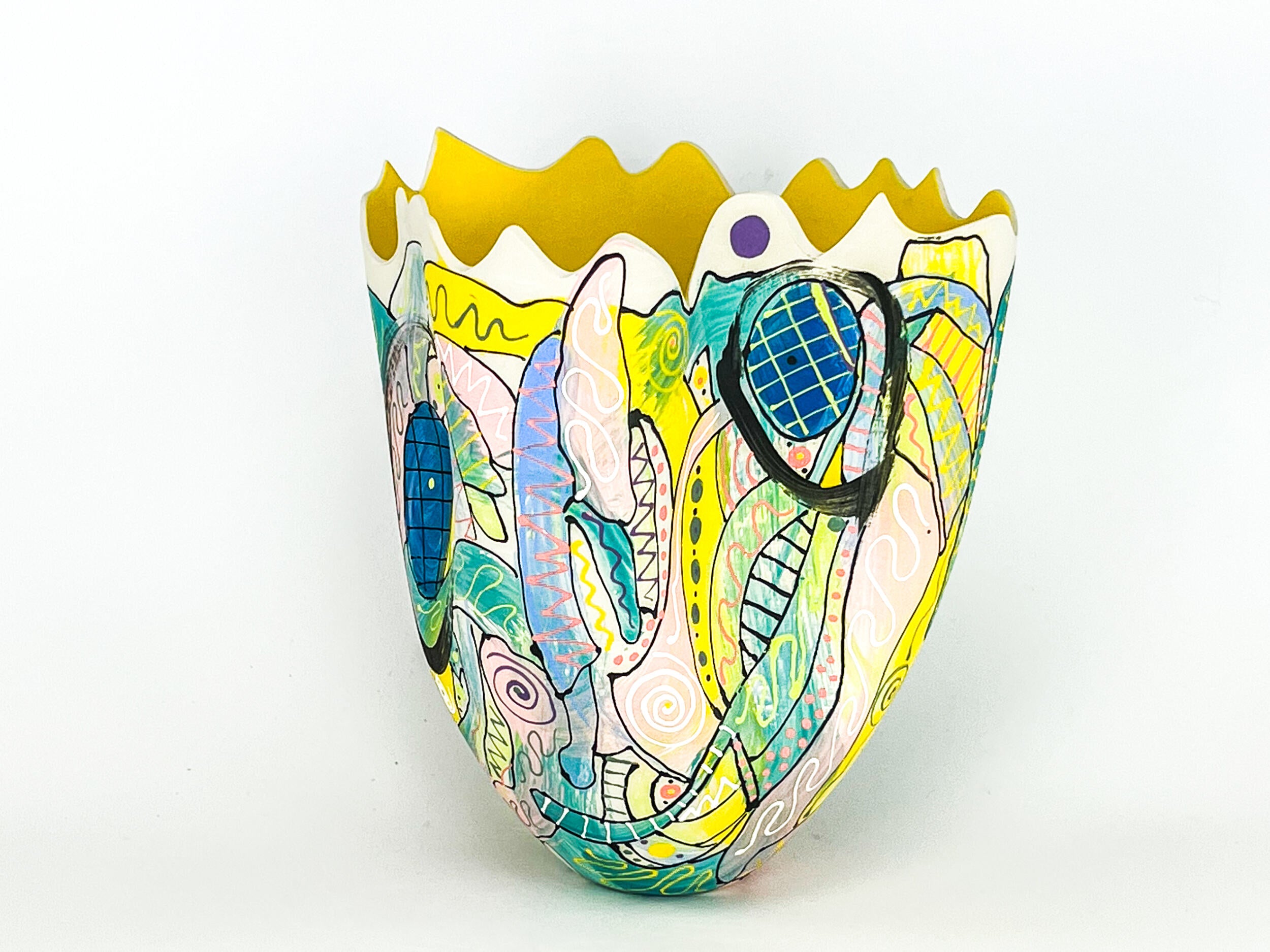 Sunburst Canopy I — JeanElton TallVase in Multi-Color/Yellow, three-quarter view