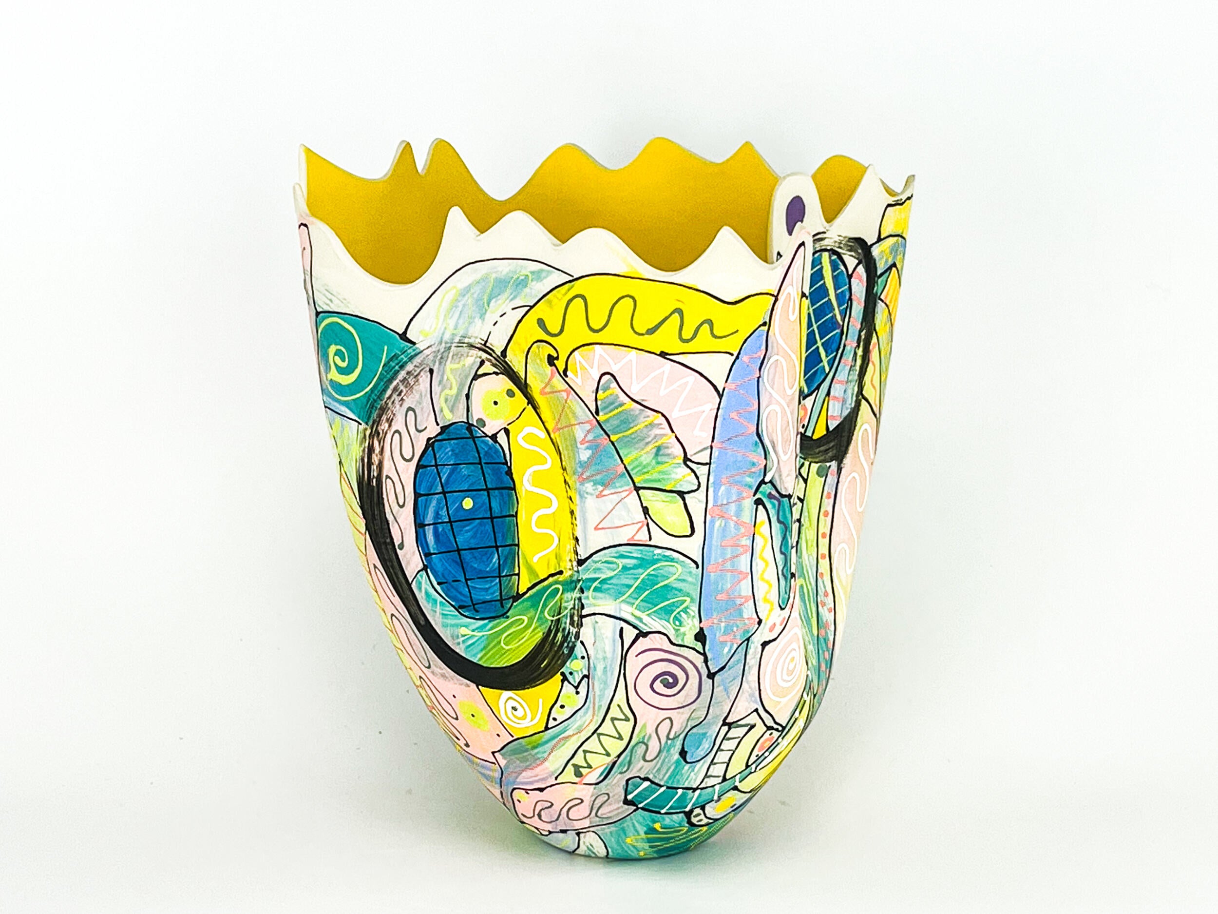 Sunburst Canopy I — JeanElton TallVase in Multi-Color/Yellow, side view
