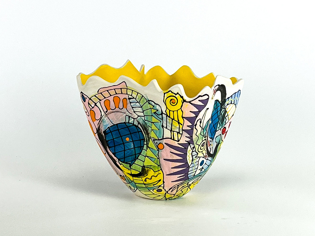 Sunburst Canopy II — JeanElton TallVase in Multi-Color/Yellow, three-quarter view