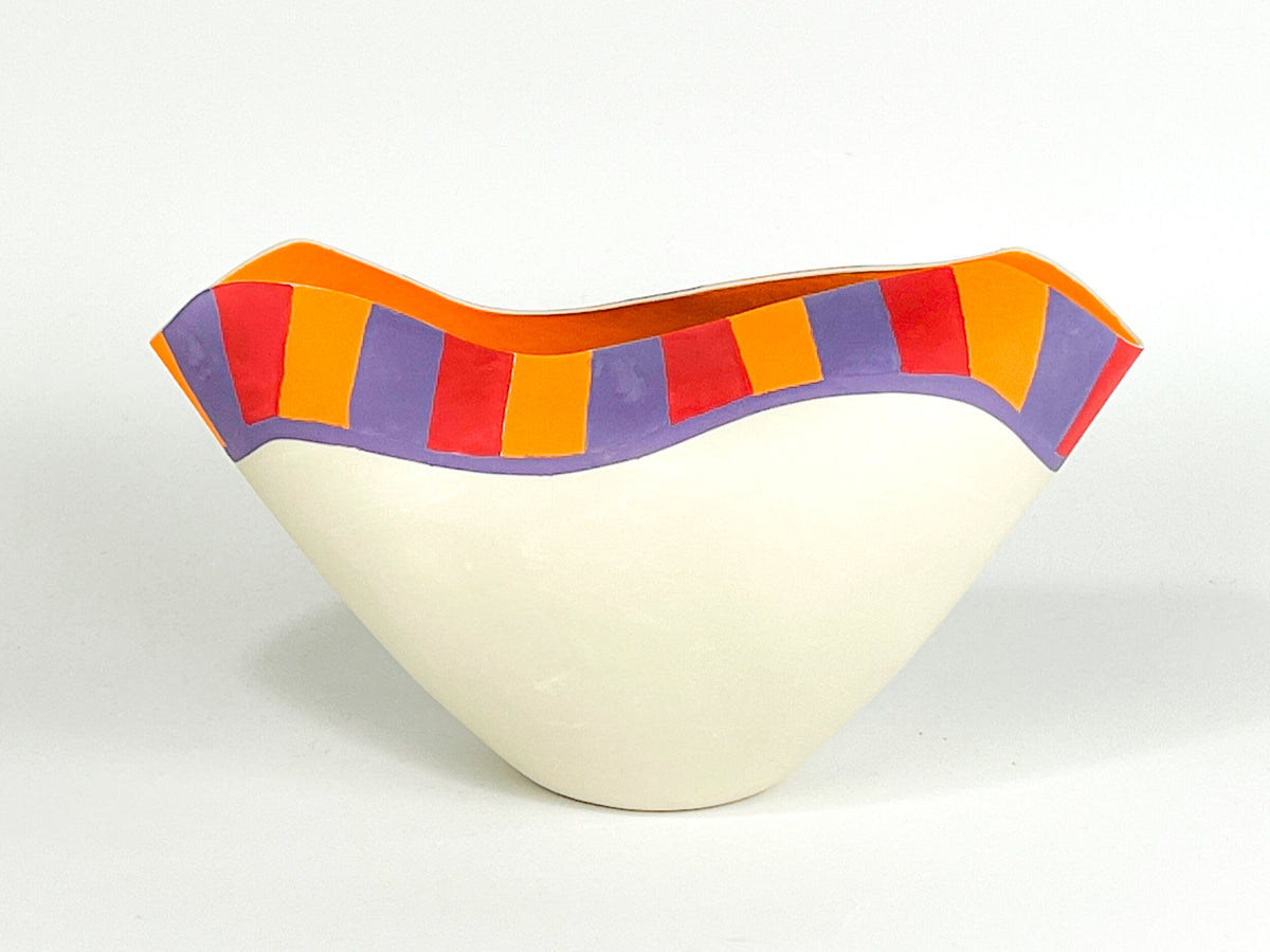 Festival Band I — JeanElton TallVase in Multi-Color/Cream, front view