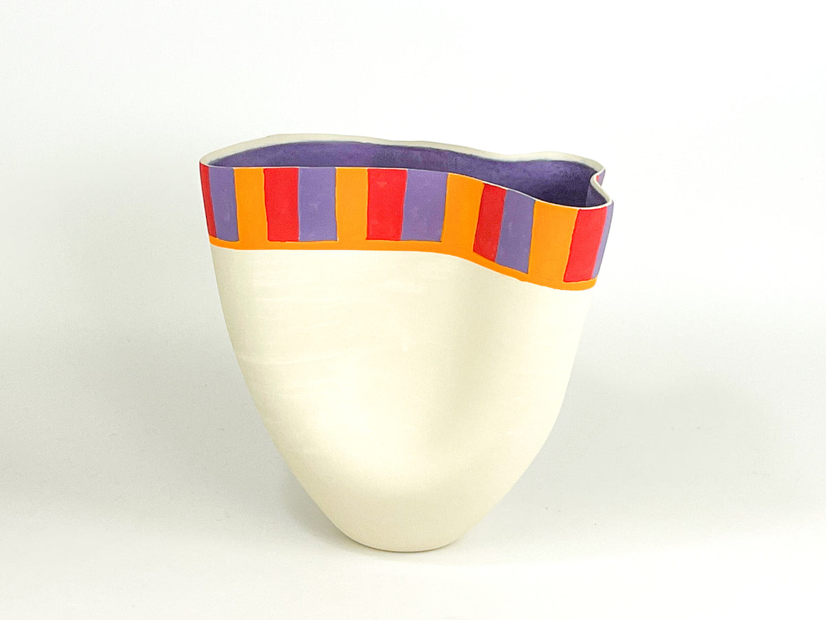 Festival Band II — JeanElton TallVase in Multi-Color/Cream, front view