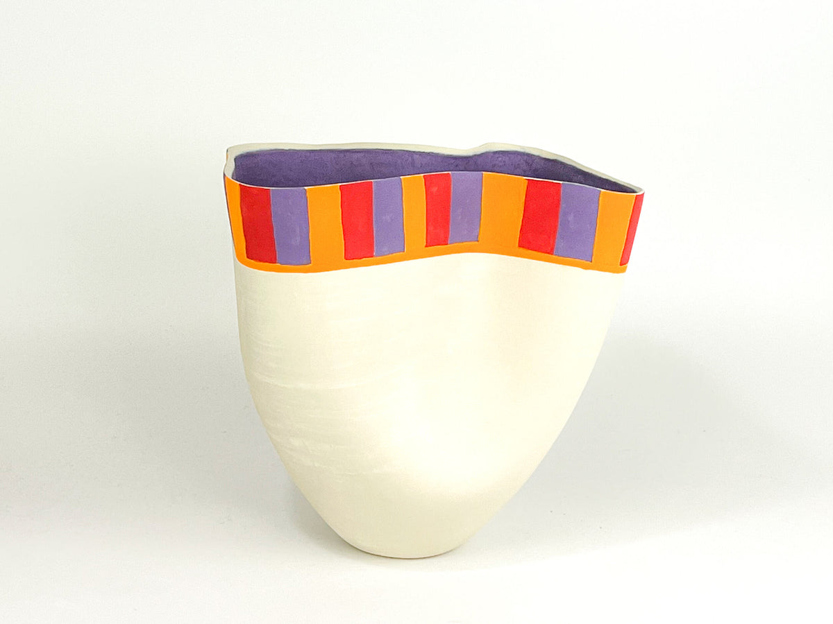 Festival Band II — JeanElton TallVase in Multi-Color/Cream, three-quarter view