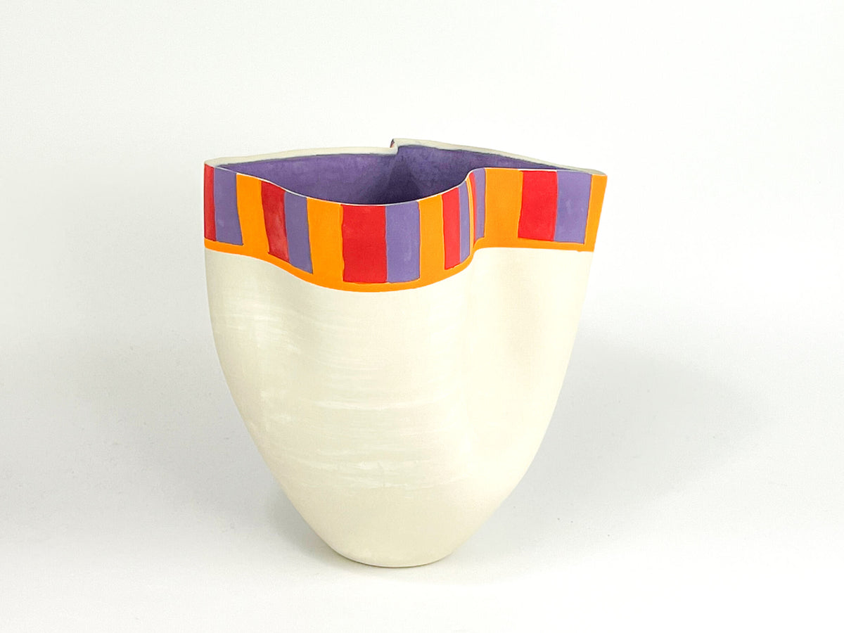 Festival Band II — JeanElton TallVase in Multi-Color/Cream, side view