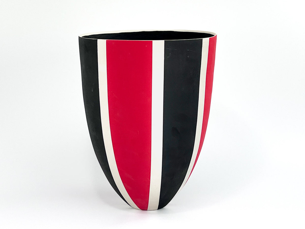 Crimson Parade — JeanElton TallVase in Black & Red, side view