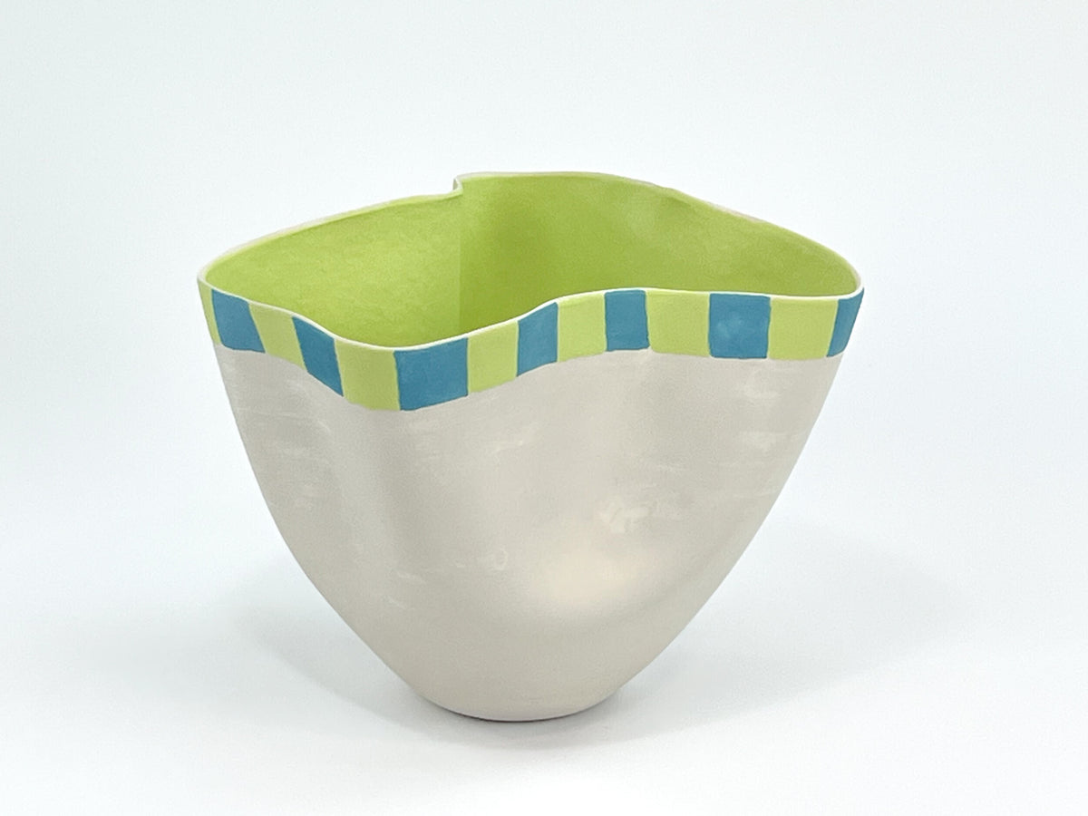 Spring Band — JeanElton TallVase in Green & Olive, front view