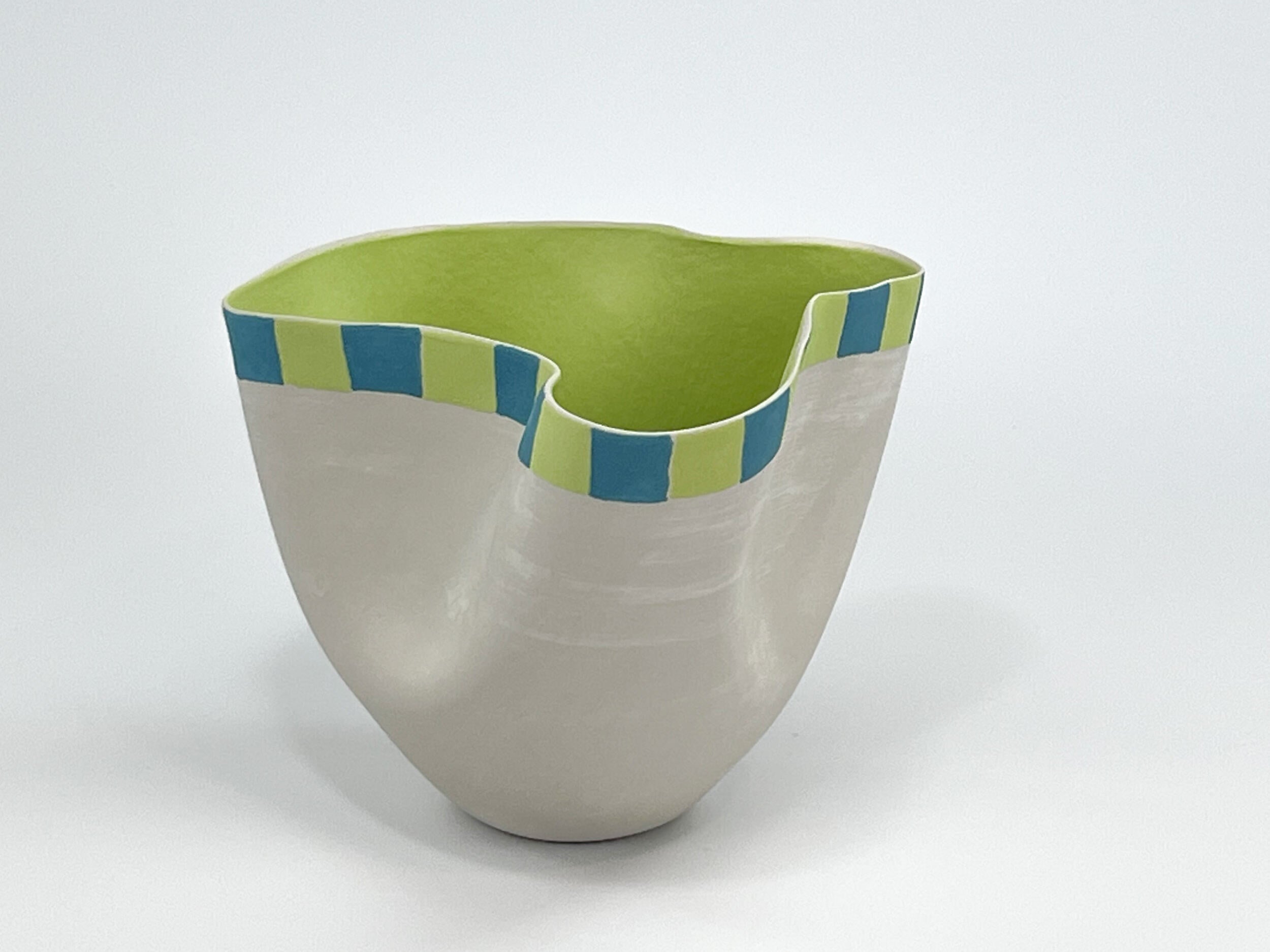 Spring Band — JeanElton TallVase in Green & Olive, side view