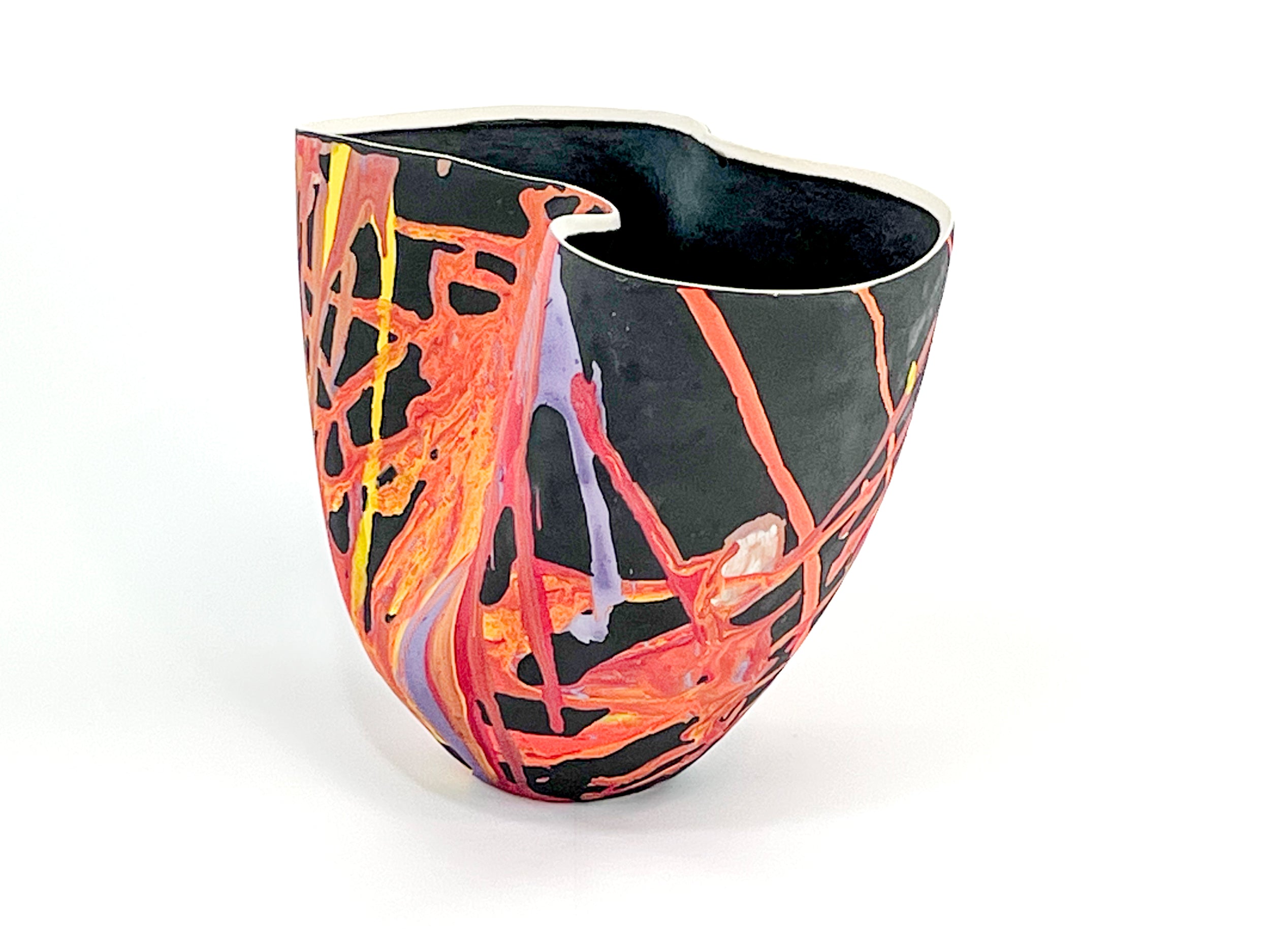 Threads of Fire — JeanElton TallVase in Multi-Color/Black, front view