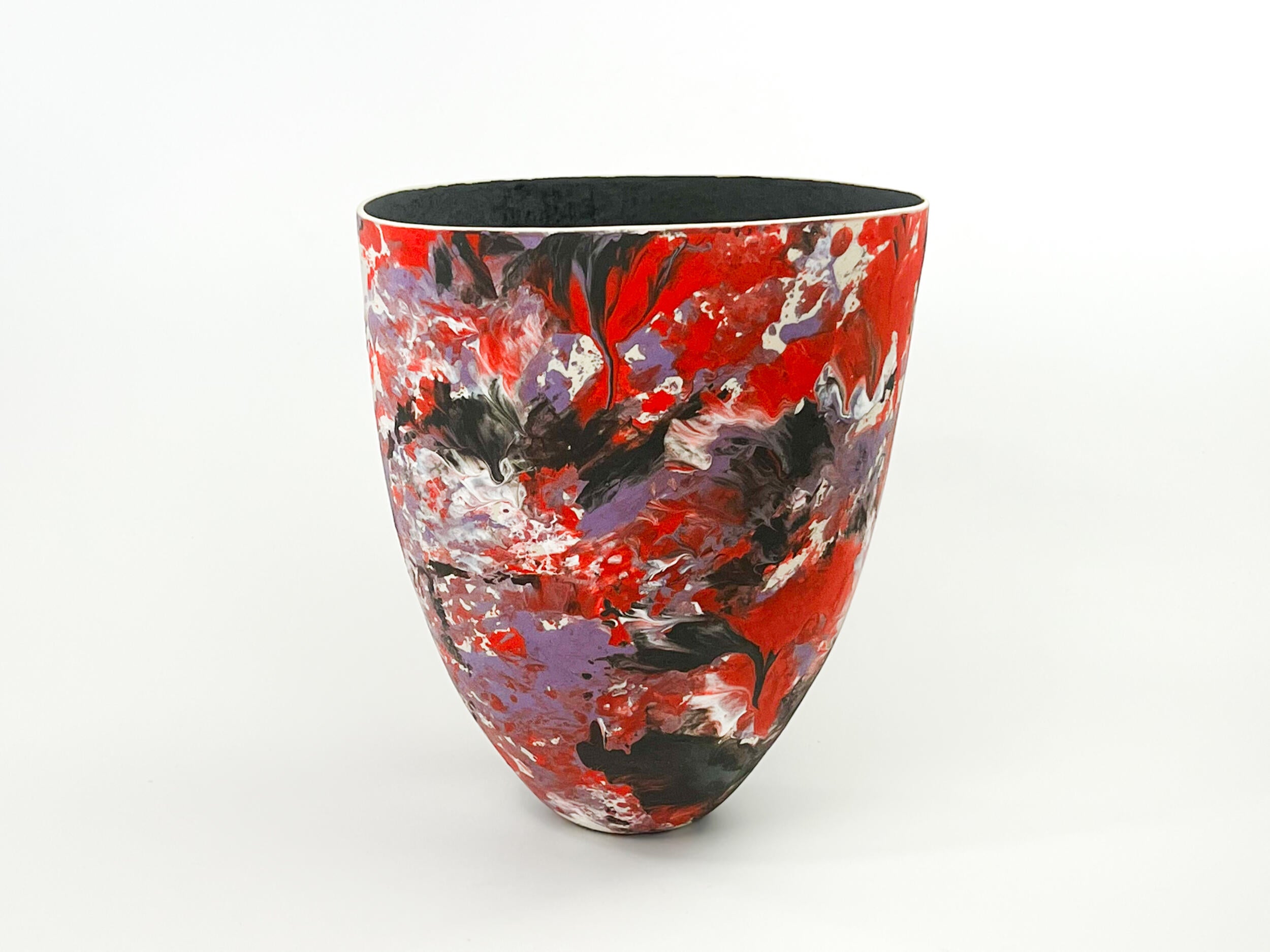 Crimson Rapture — JeanElton TallVase in Red & Orange, three-quarter view