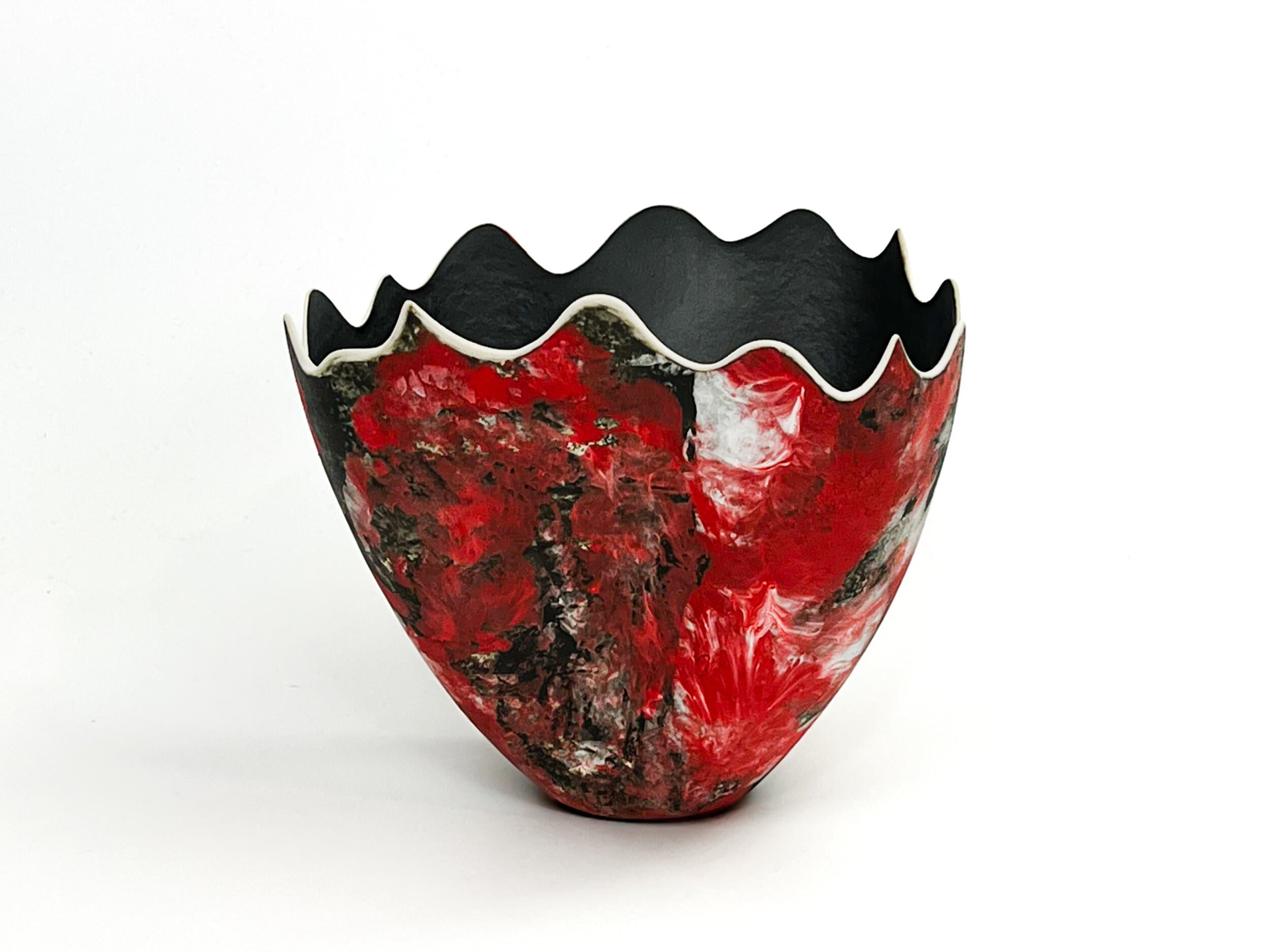 Crimson Bloom — JeanElton TallVase in Multi-Color/Black, front view