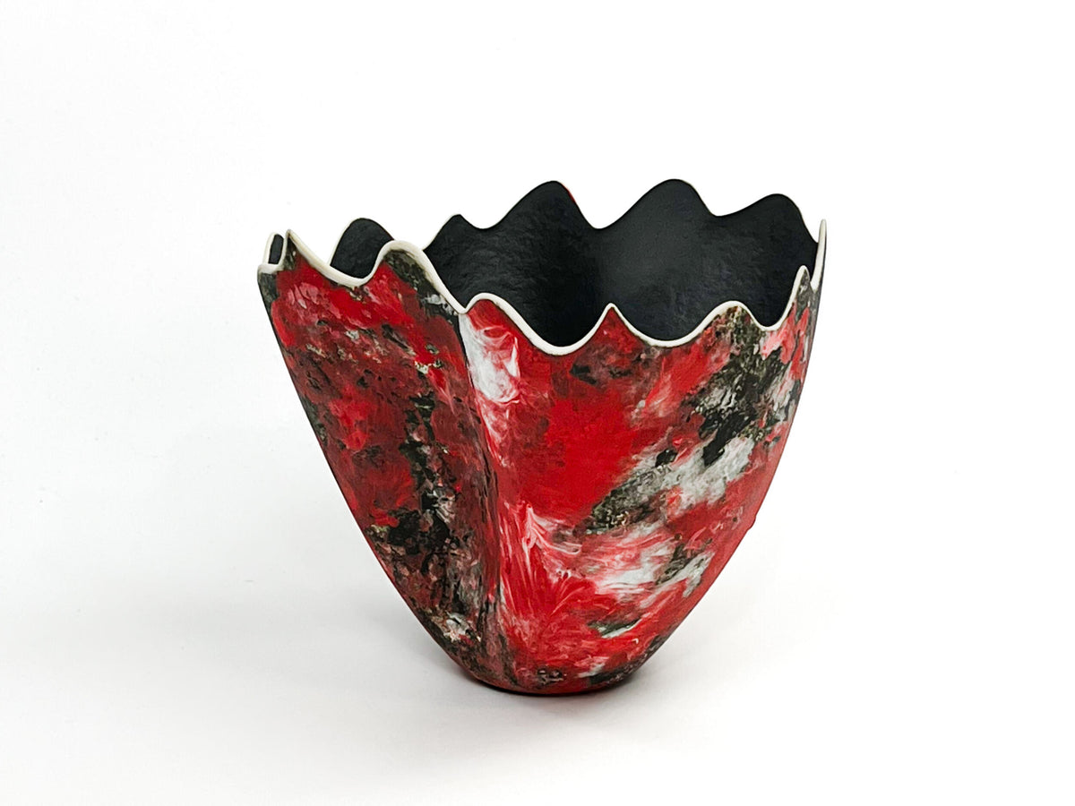 Crimson Bloom — JeanElton TallVase in Multi-Color/Black, three-quarter view