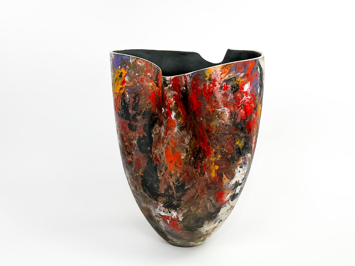 Phoenix Blaze — JeanElton TallVase in Red & Orange, front view