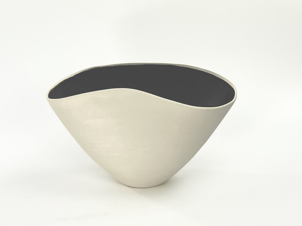 Golden Hollow — JeanElton TallVase in Metallic & Cream, front view