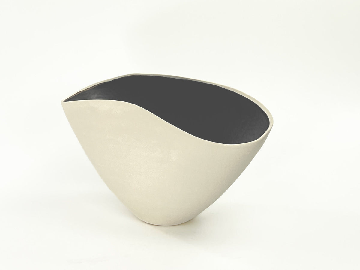 Golden Hollow — JeanElton TallVase in Metallic & Cream, three-quarter view