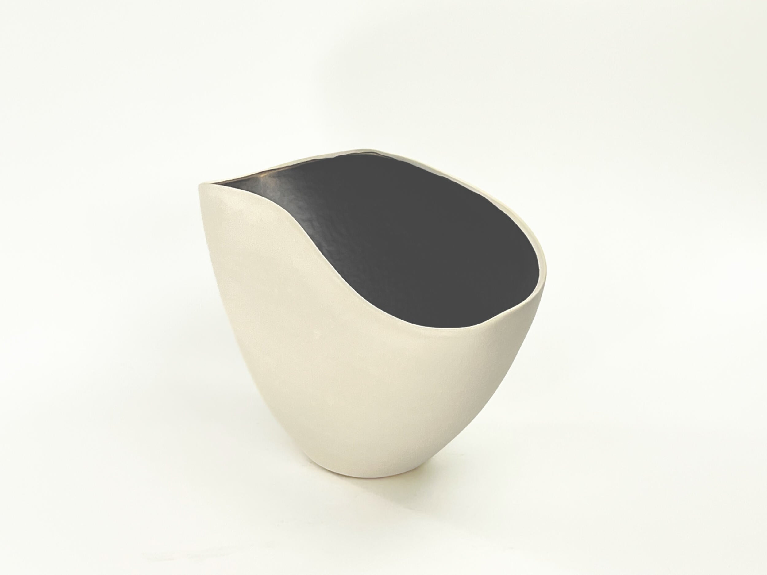 Golden Hollow — JeanElton TallVase in Metallic & Cream, side view