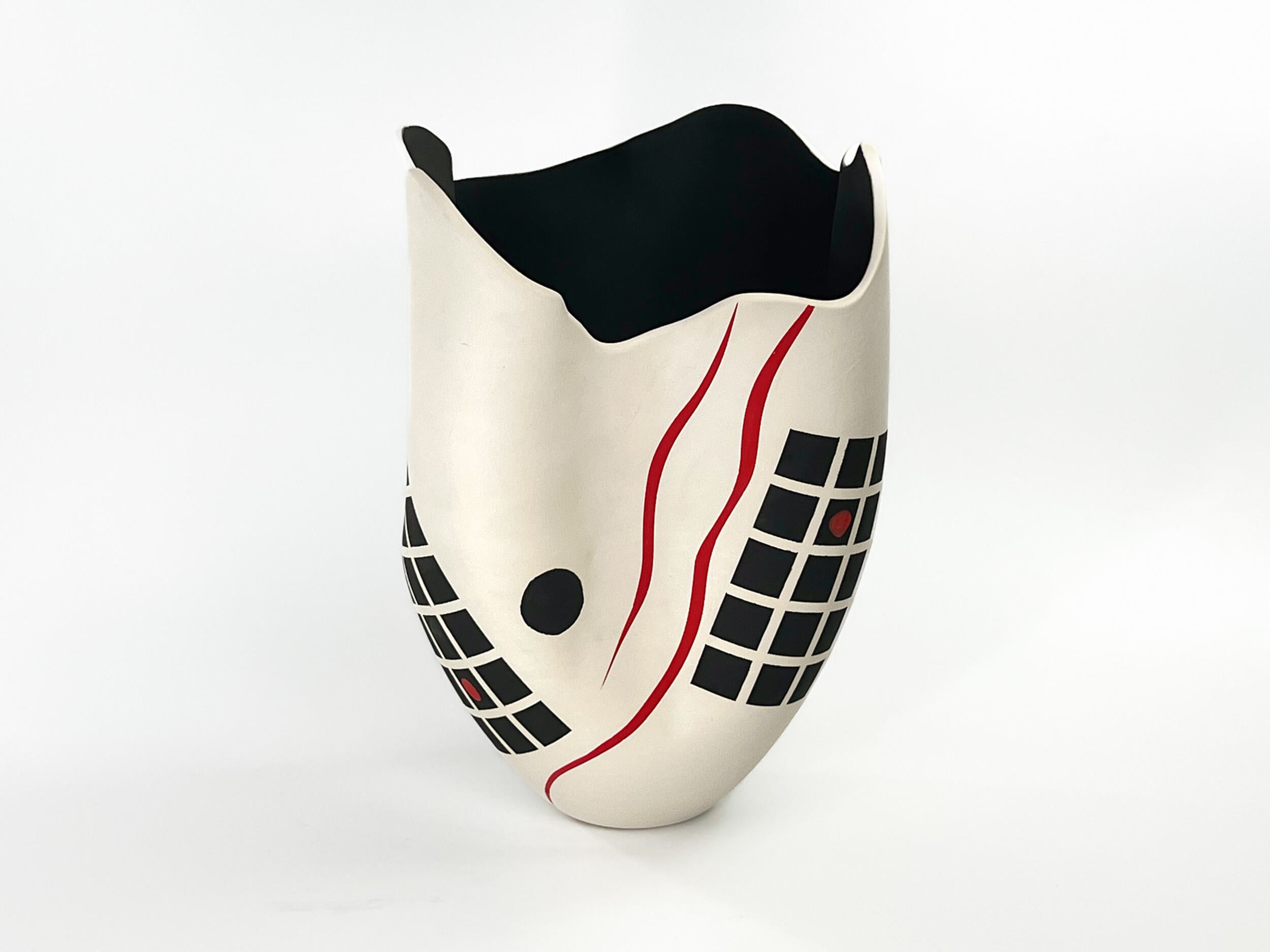 Gridline Echo — JeanElton TallVase in Neutral & Earth, front view