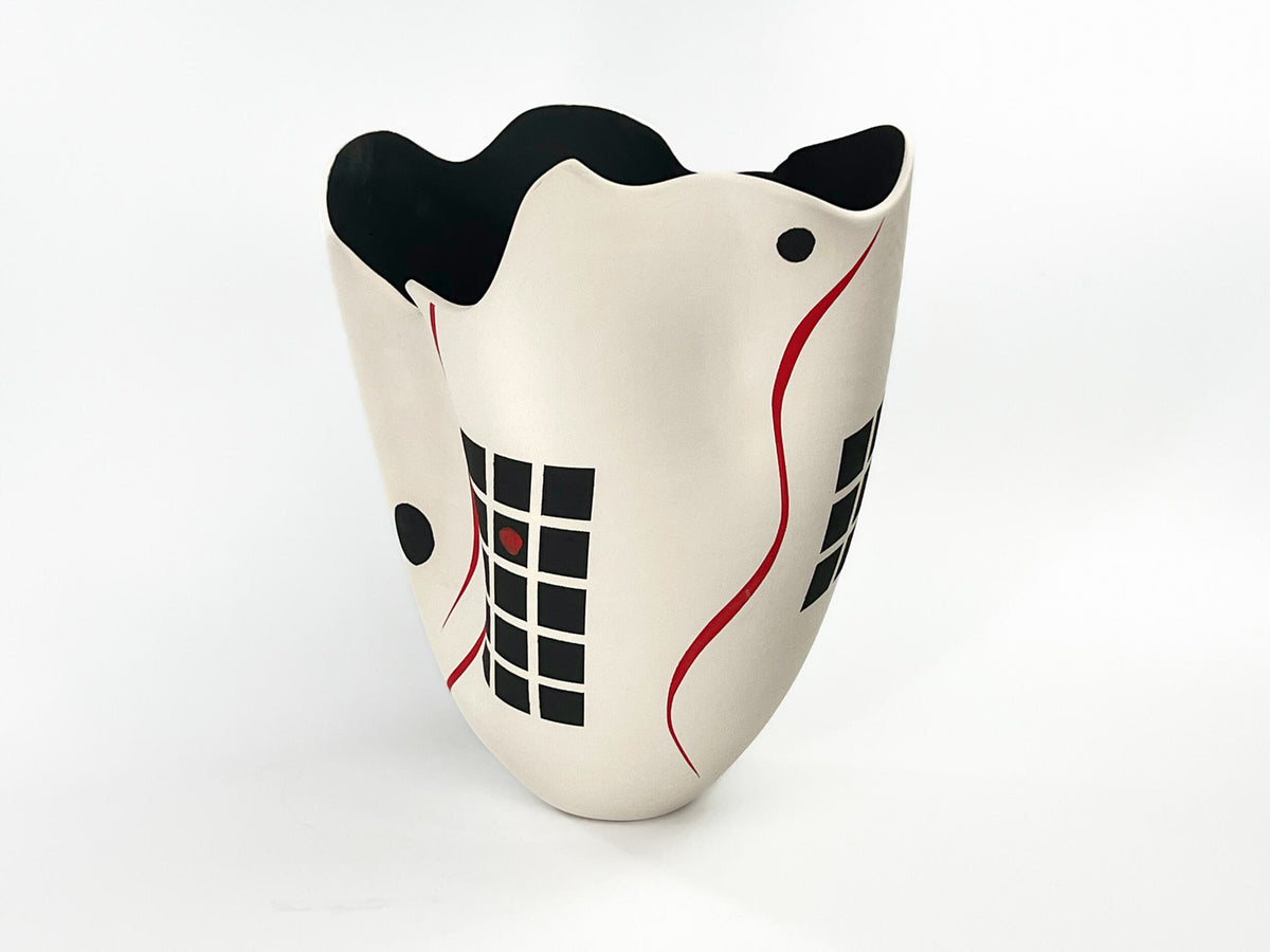 Gridline Echo — JeanElton TallVase in Neutral & Earth, side view
