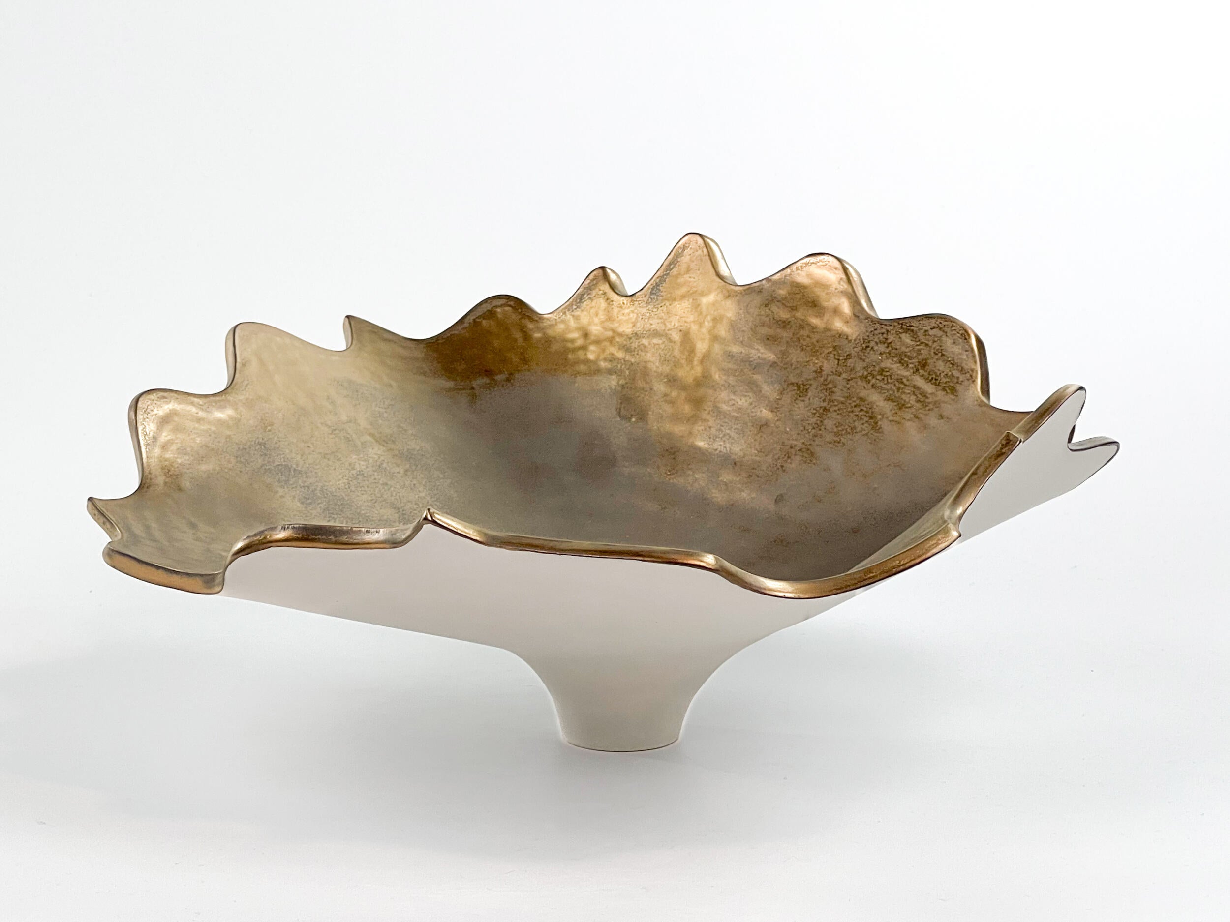 Lustrous Lotus XI — JeanElton UnfurlingPedestal in Metallic & Cream, front view