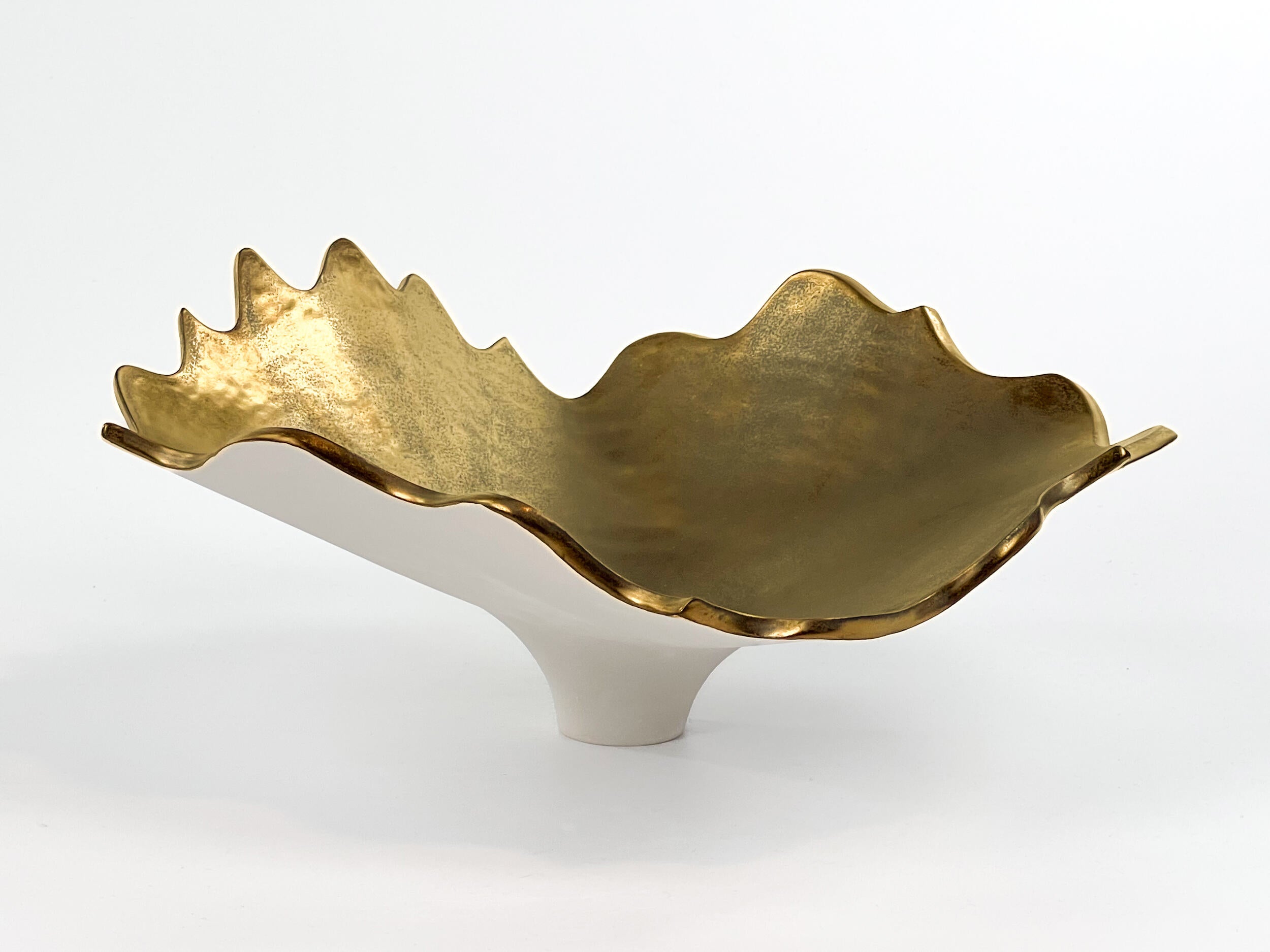 Lustrous Lotus XI — JeanElton UnfurlingPedestal in Metallic & Cream, side view