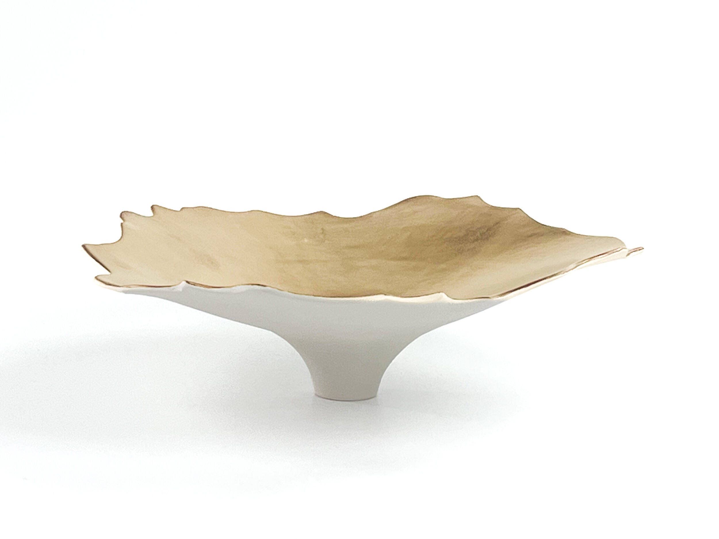 Golden Lotus VII — JeanElton UnfurlingPedestal in Metallic & Cream, side view