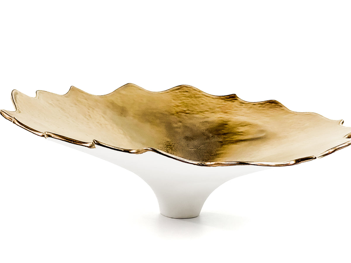 Golden Lotus VIII — JeanElton UnfurlingPedestal in Metallic & Cream, three-quarter view