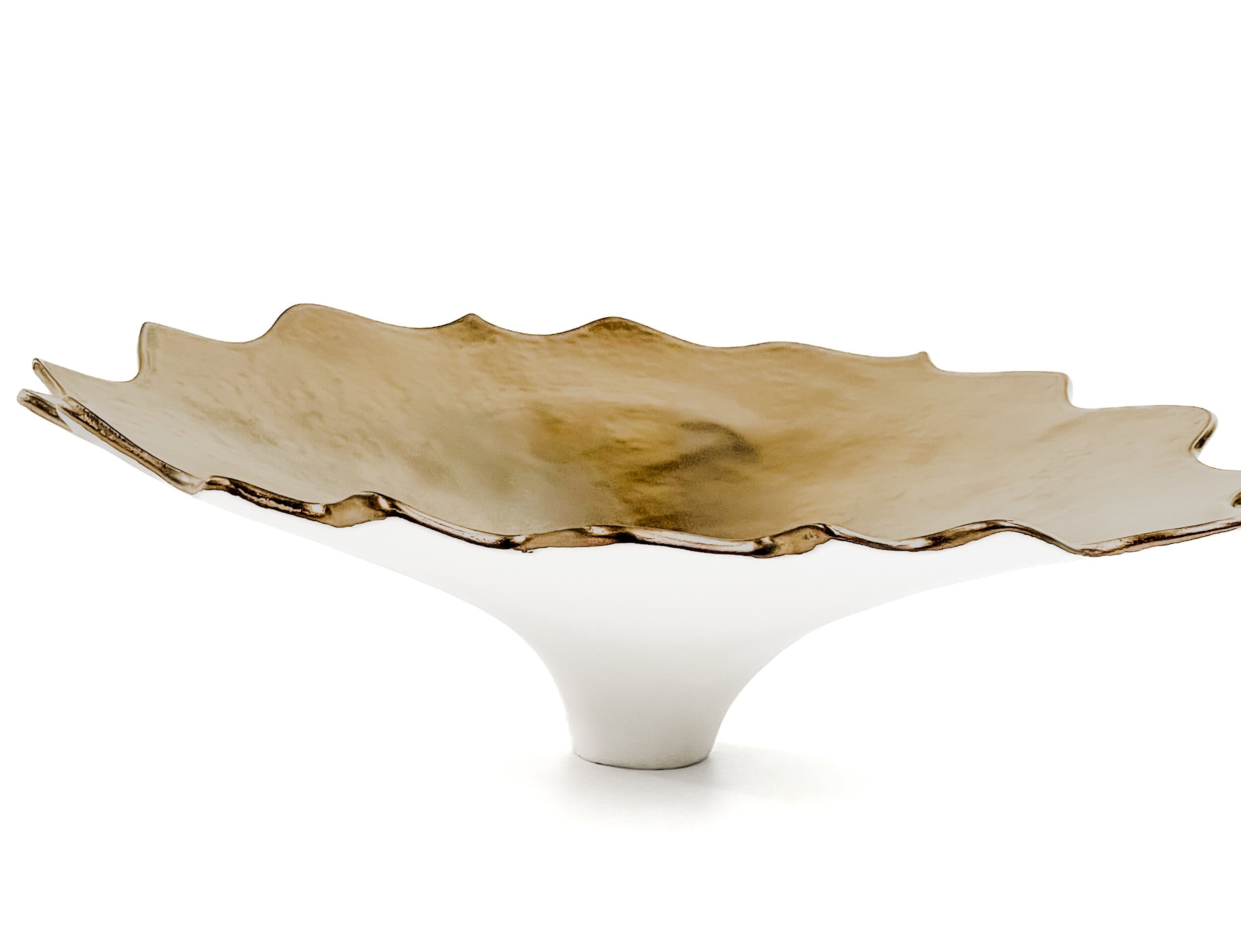Golden Lotus VIII — JeanElton UnfurlingPedestal in Metallic & Cream, side view